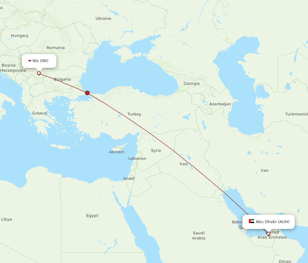 INI to AUH flights and routes map