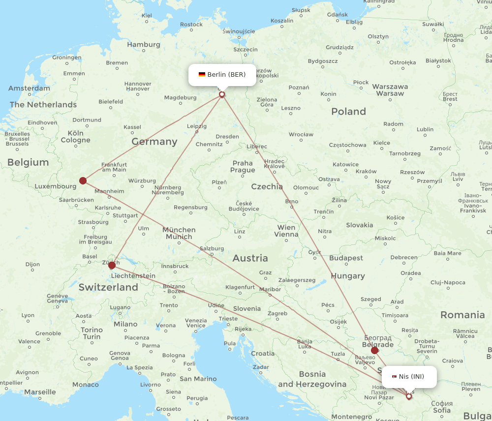 INI-BER flight routes