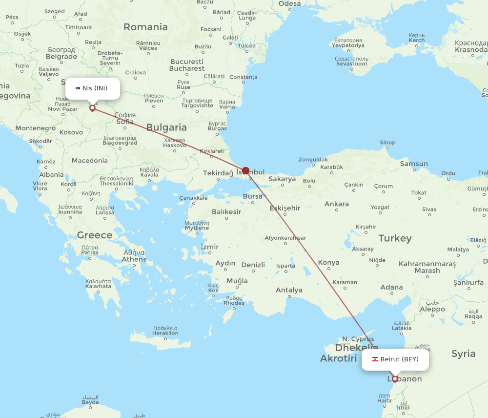 INI-BEY flight routes