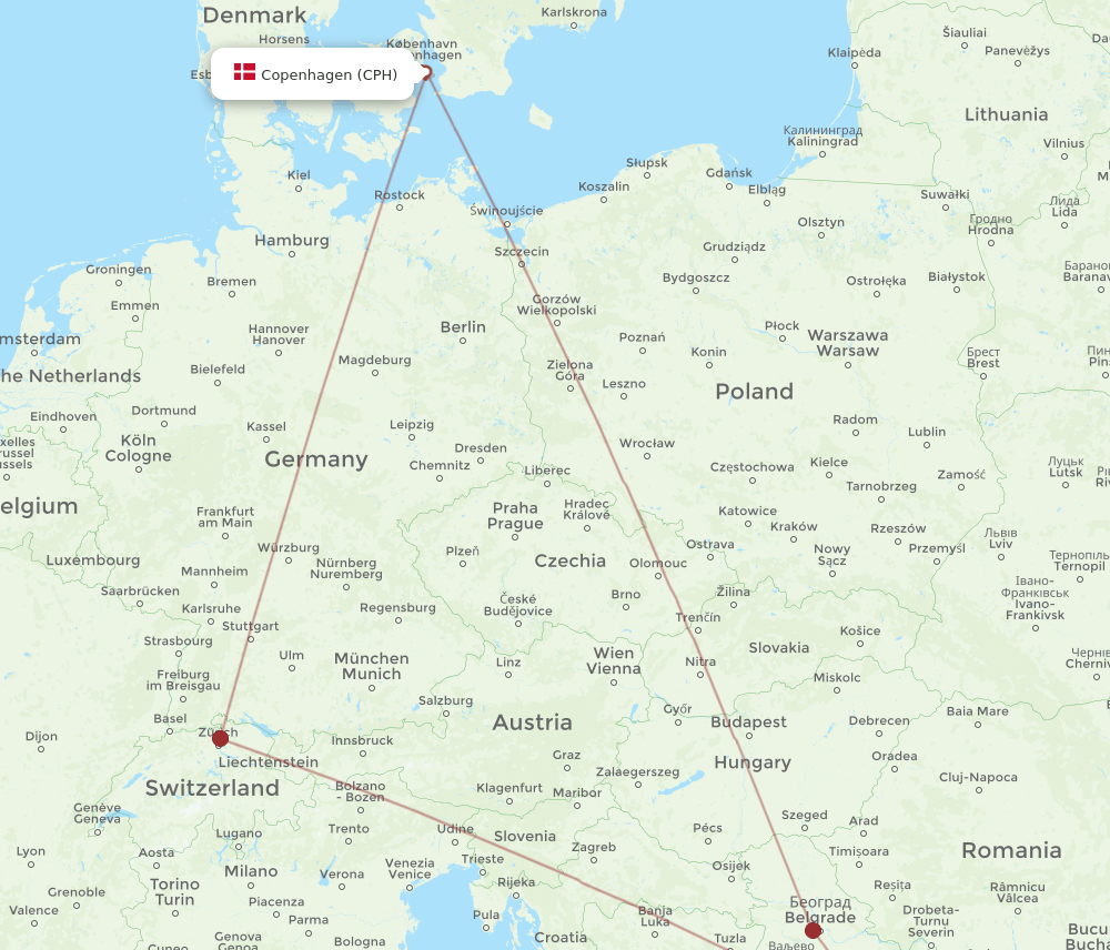 INI-CPH flight routes