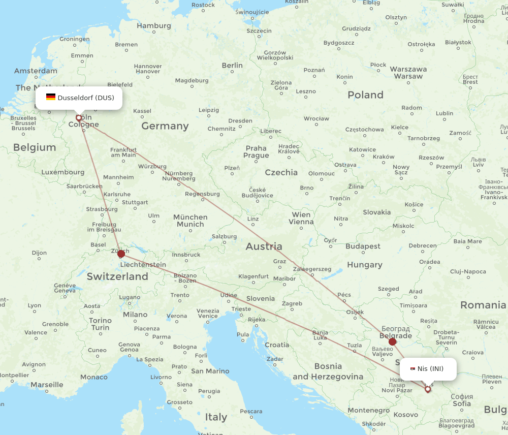 INI-DUS flight routes