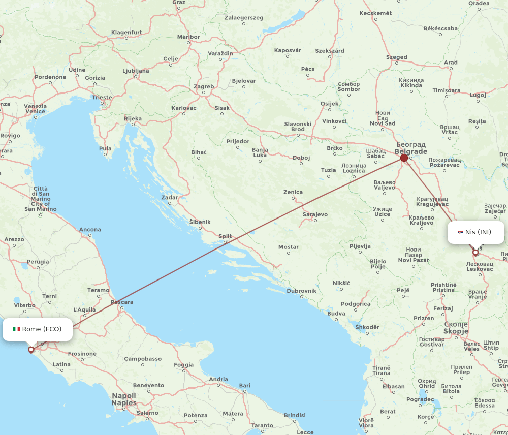 INI-FCO flight routes