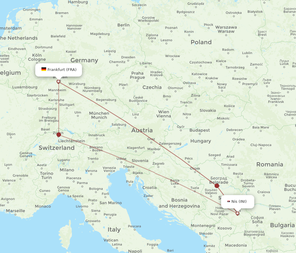 INI-FRA flight routes