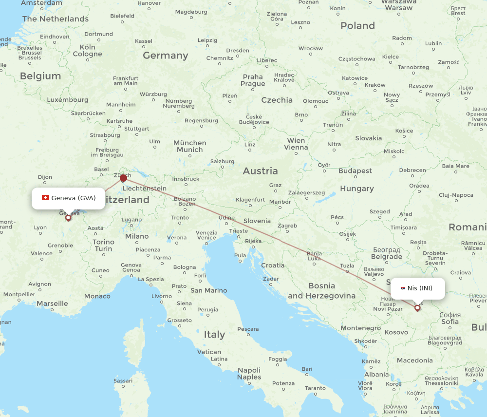 INI to GVA flights and routes map