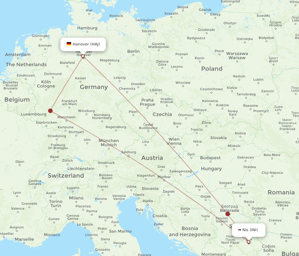INI-HAJ flight routes