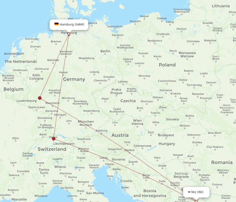 INI-HAM flight routes