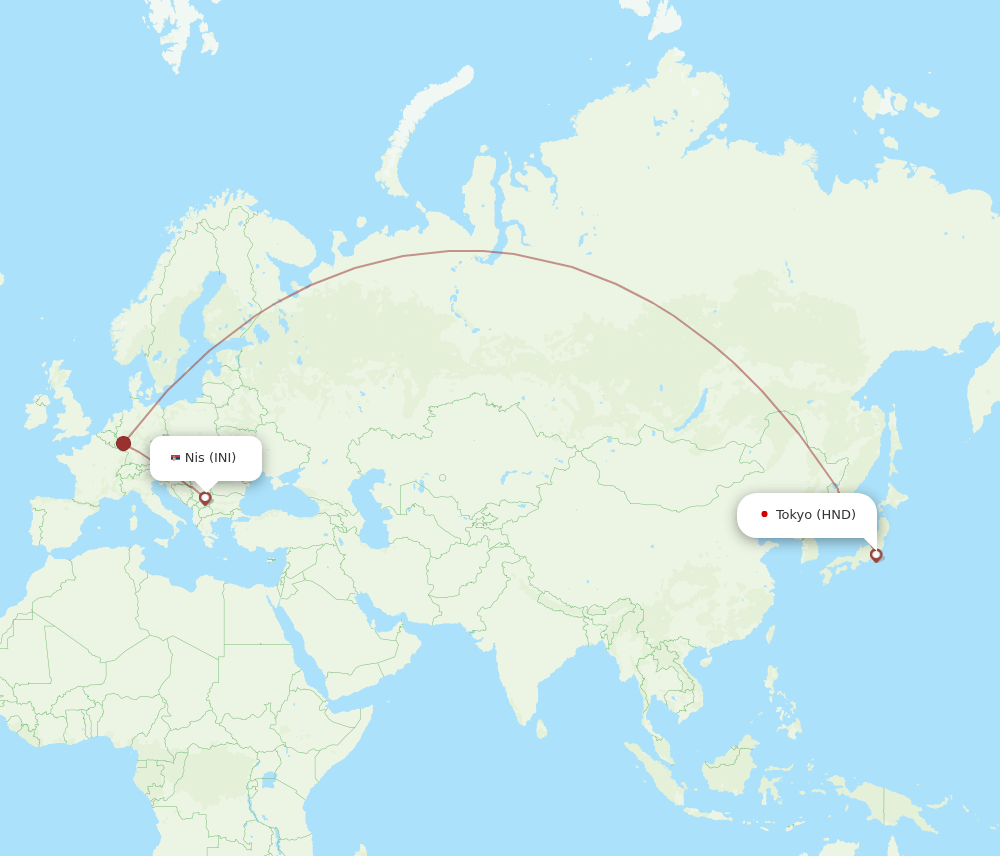 INI-HND flight routes