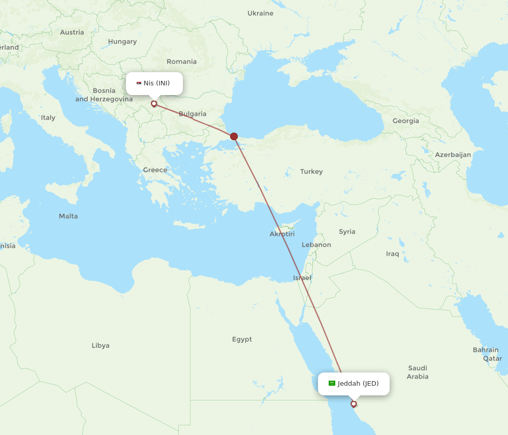 INI-JED flight routes