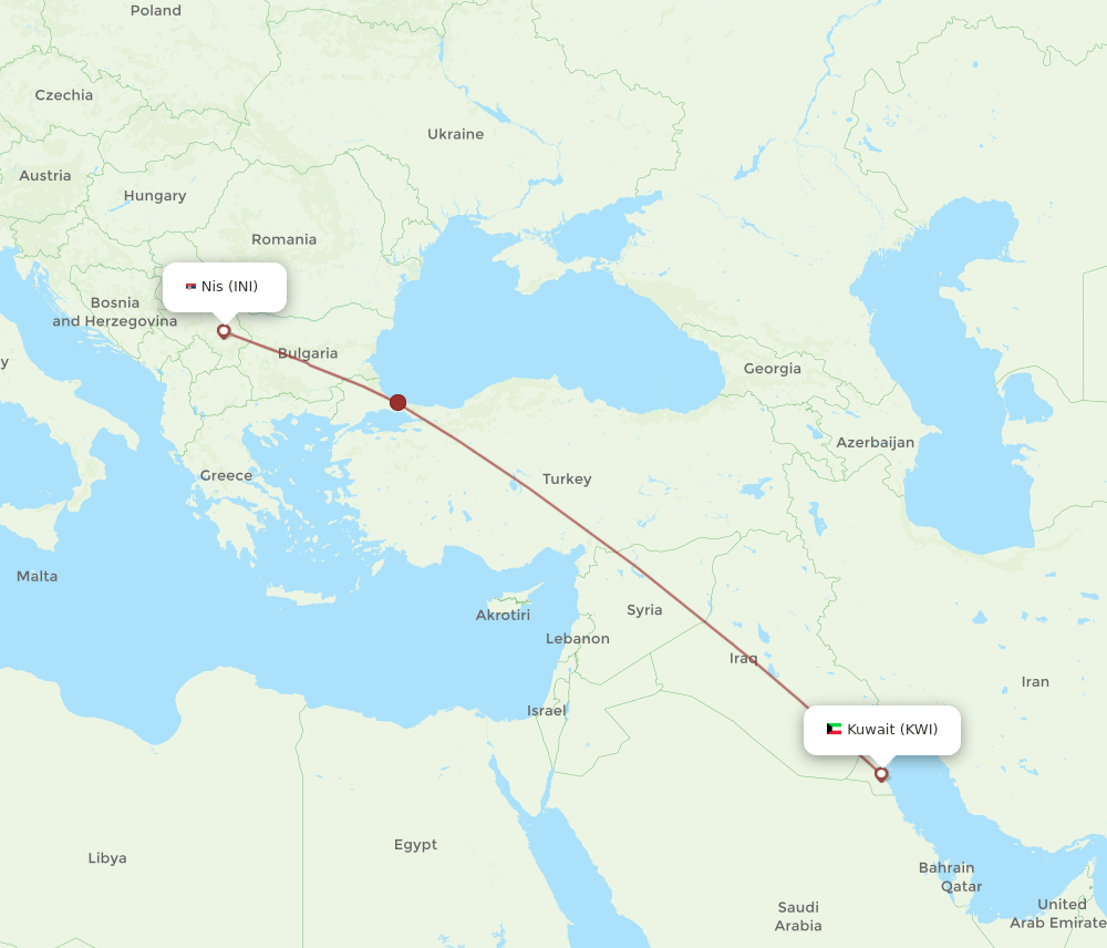 KWI to INI flights and routes map