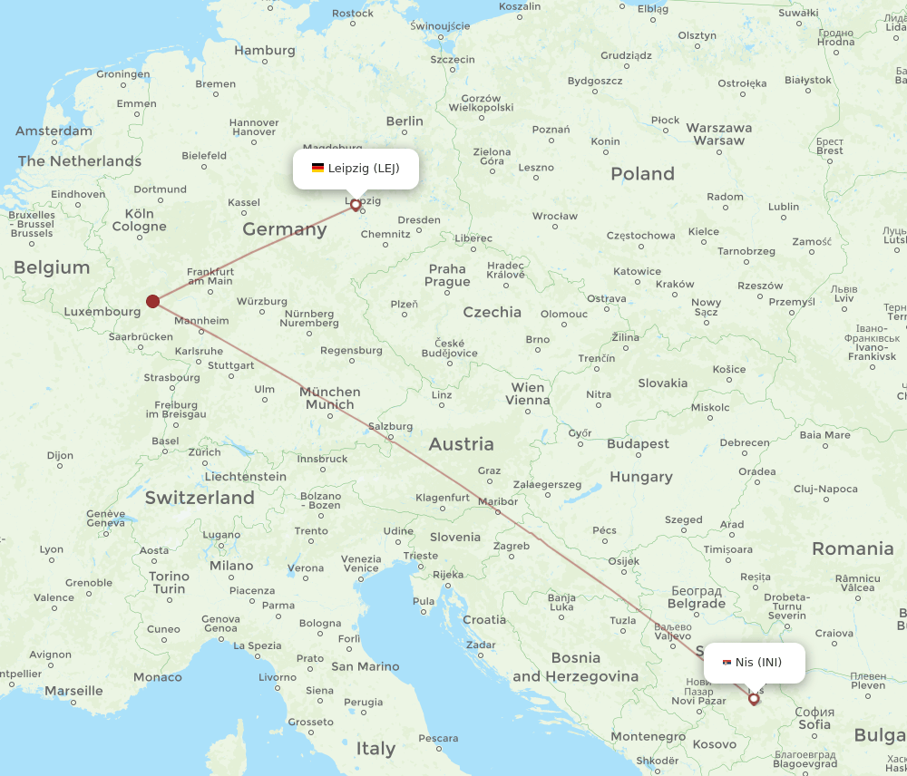 INI-LEJ flight routes