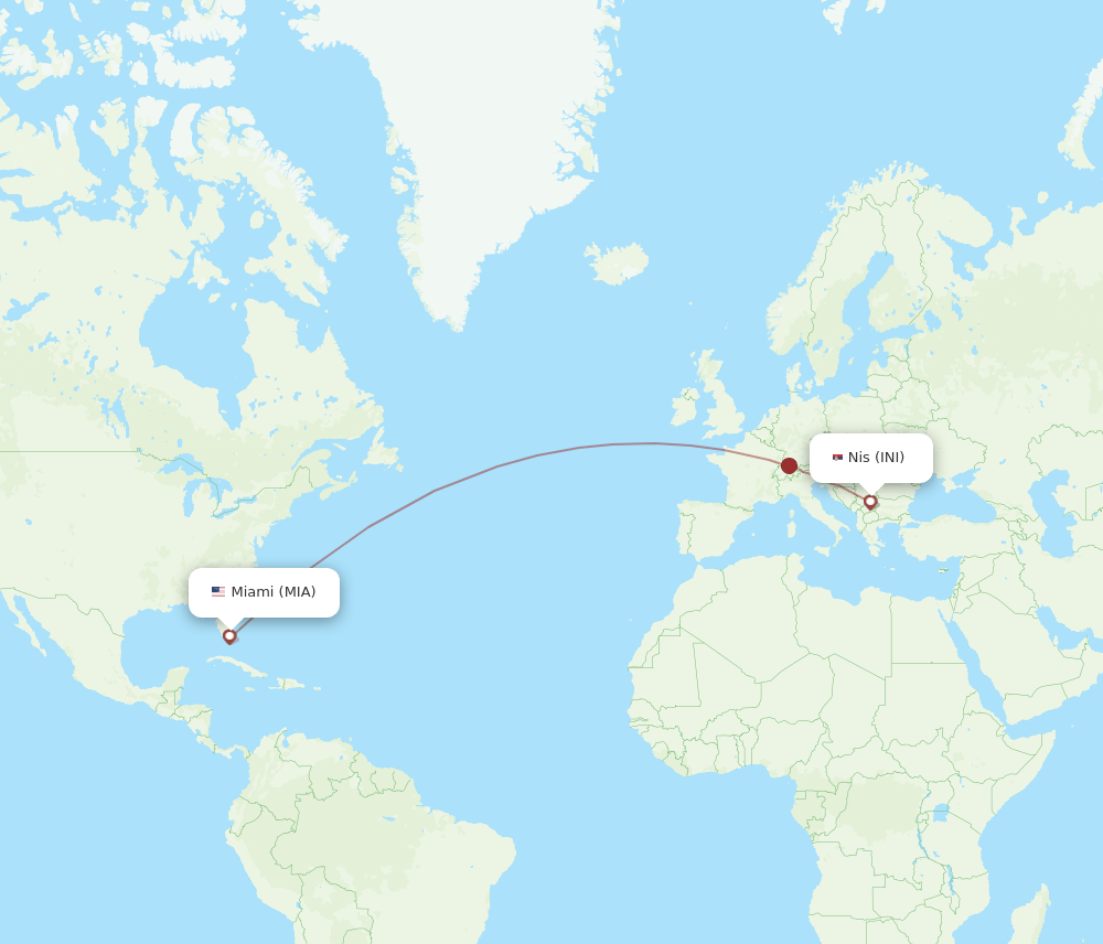 INI-MIA flight routes