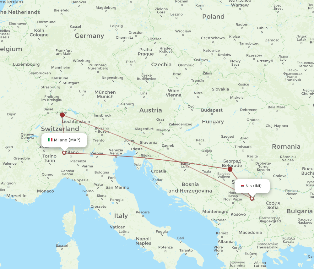 INI-MXP flight routes