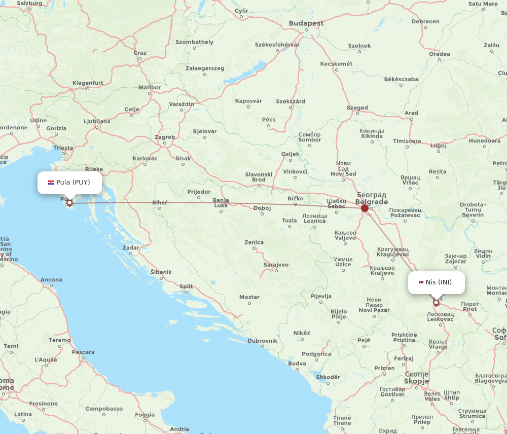 INI-PUY flight routes