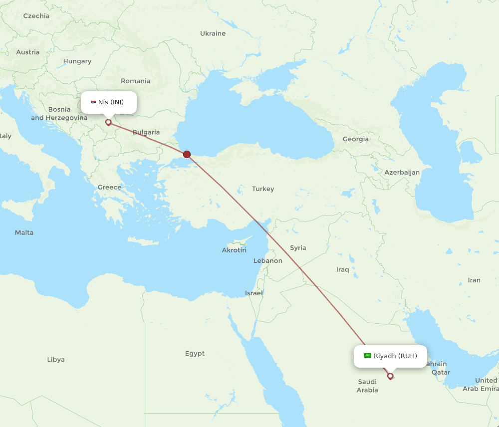 INI-RUH flight routes