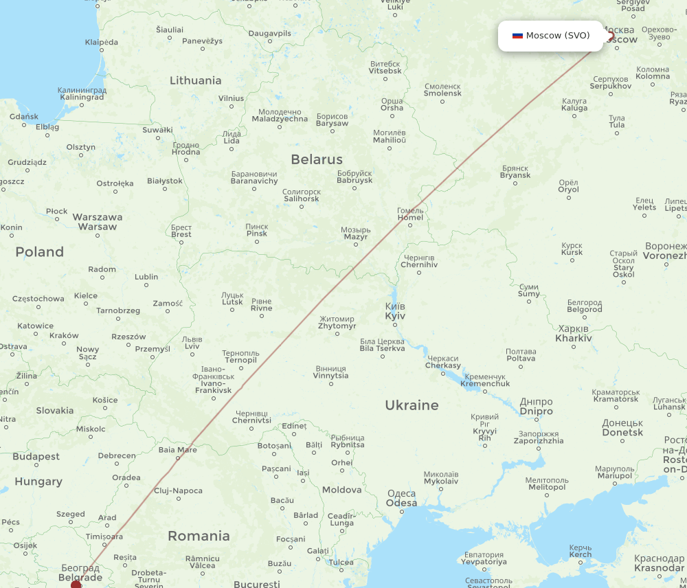 INI-SVO flight routes