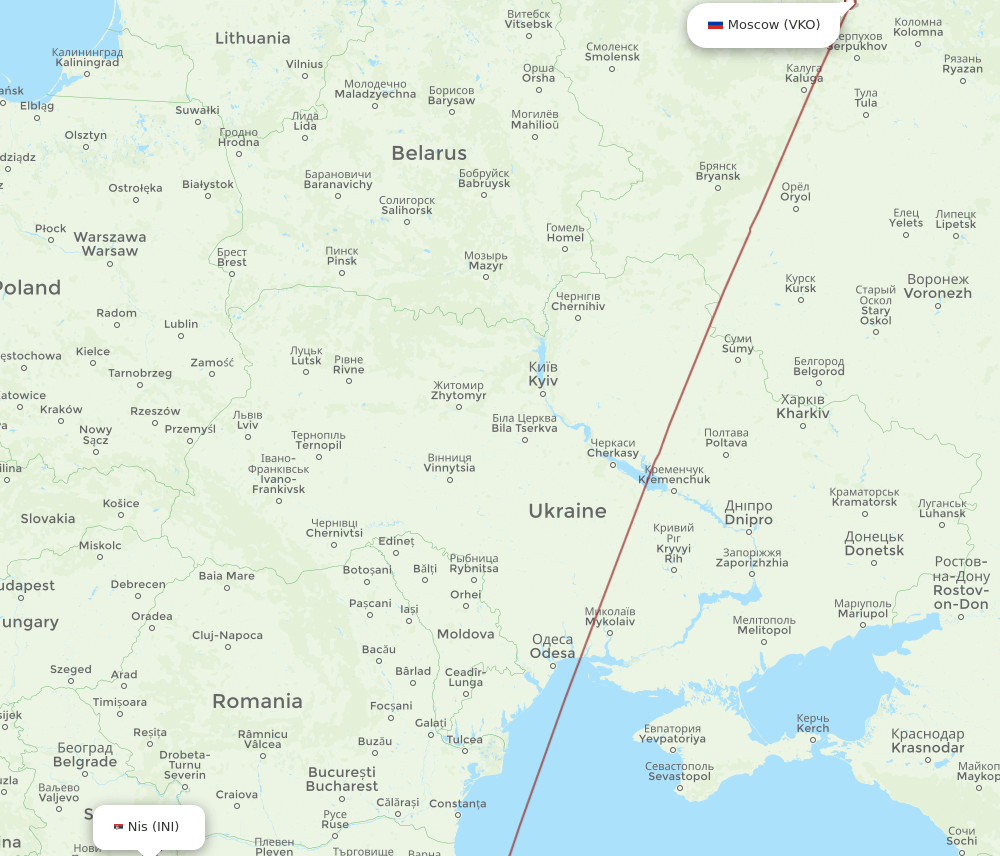 INI-VKO flight routes
