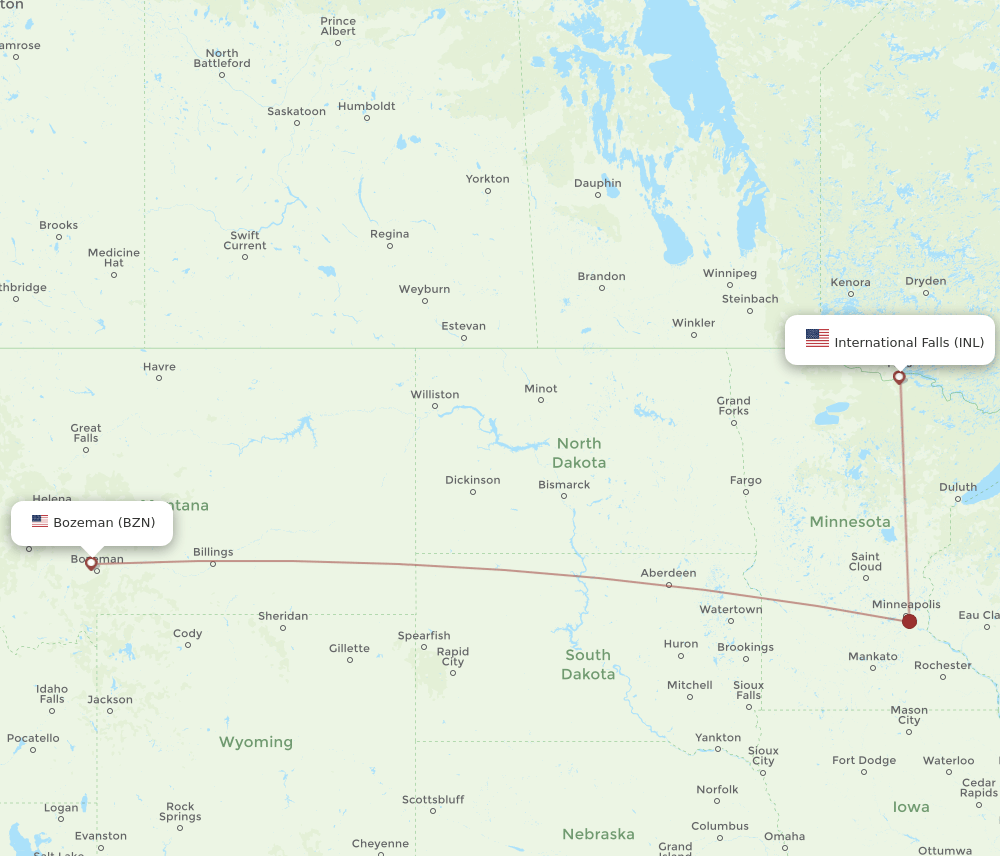 INL-BZN flight routes
