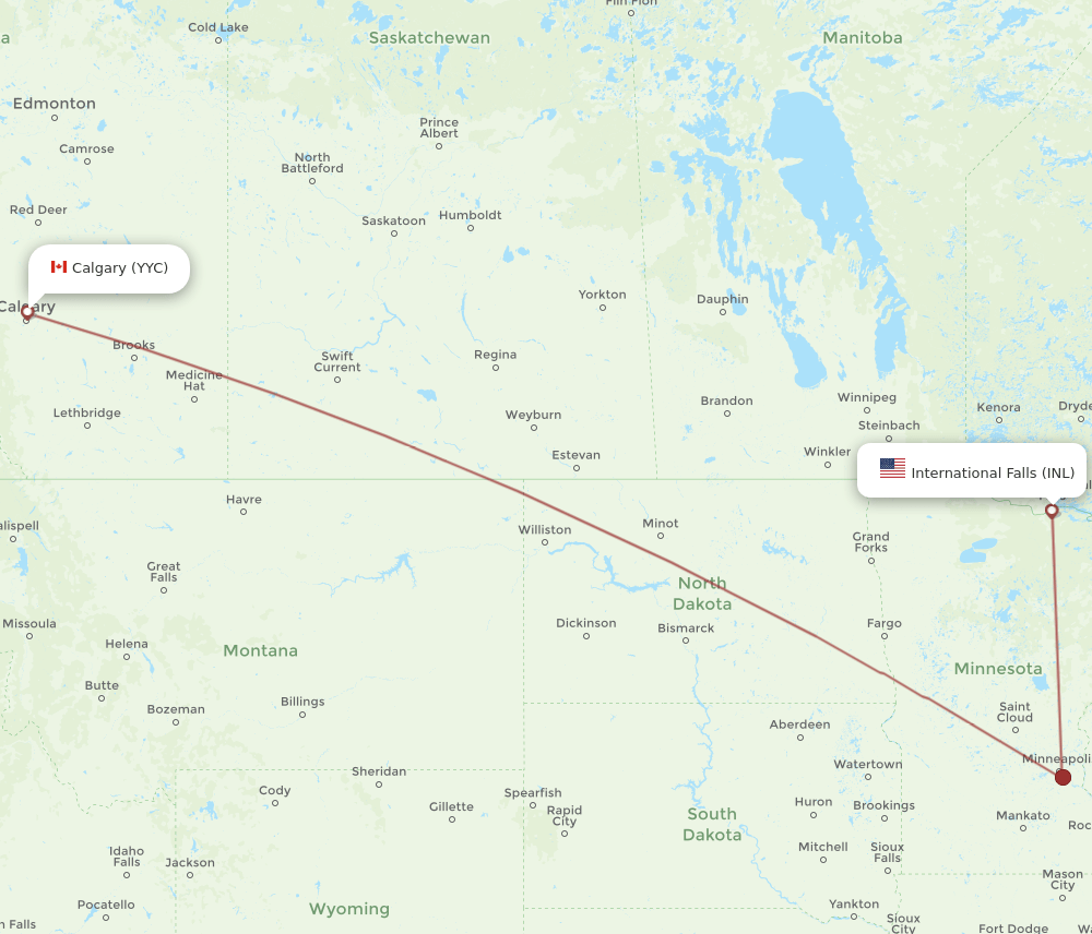 INL-YYC flight routes