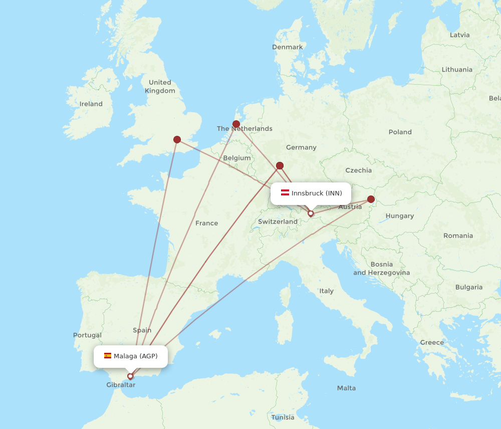 INN to AGP flights and routes map