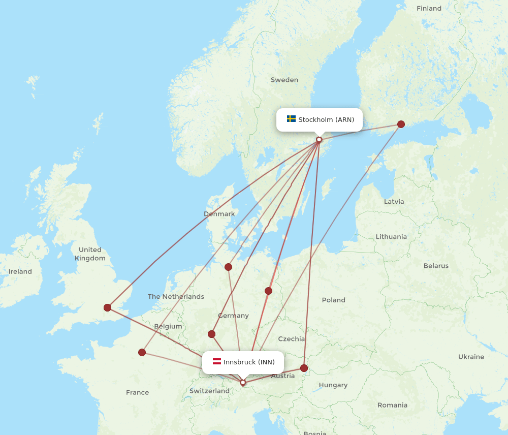 INN-ARN flight routes