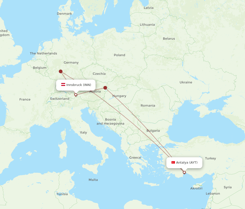 INN to AYT flights and routes map
