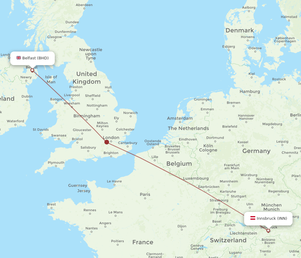 INN to BHD flights and routes map