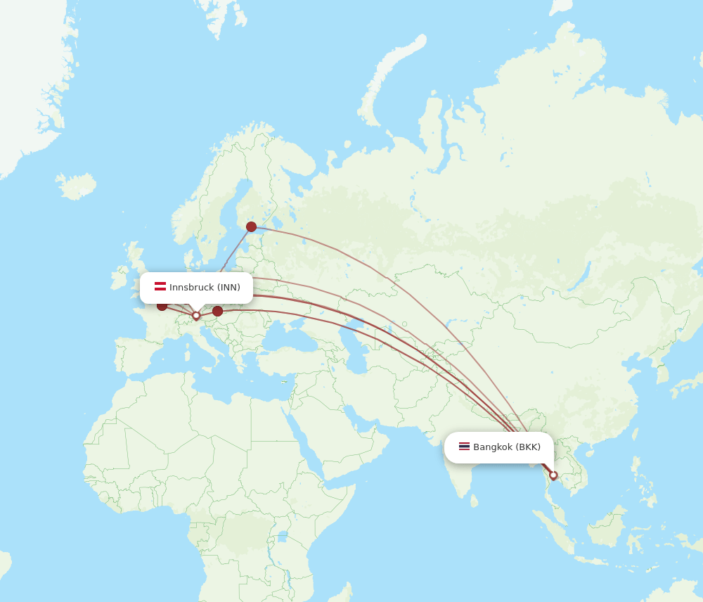 INN to BKK flights and routes map