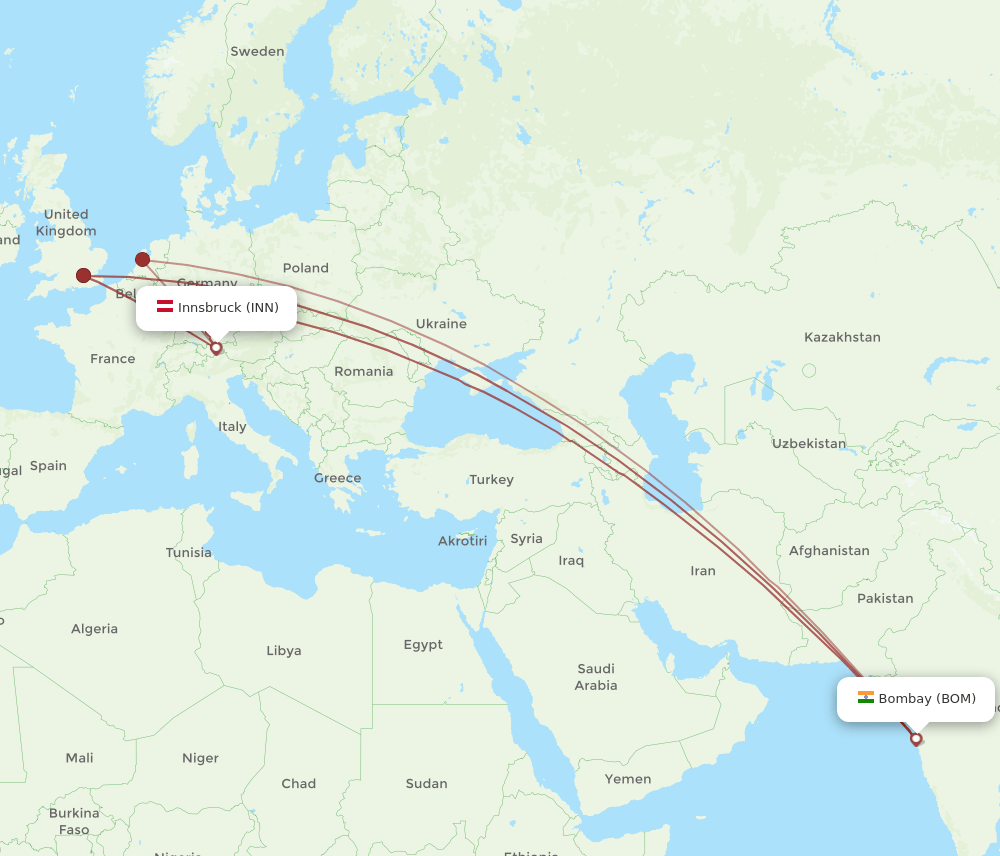 INN-BOM flight routes