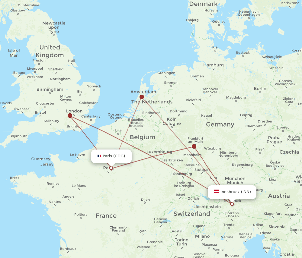 INN-CDG flight routes