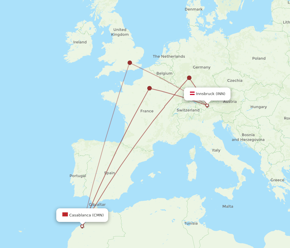 INN-CMN flight routes