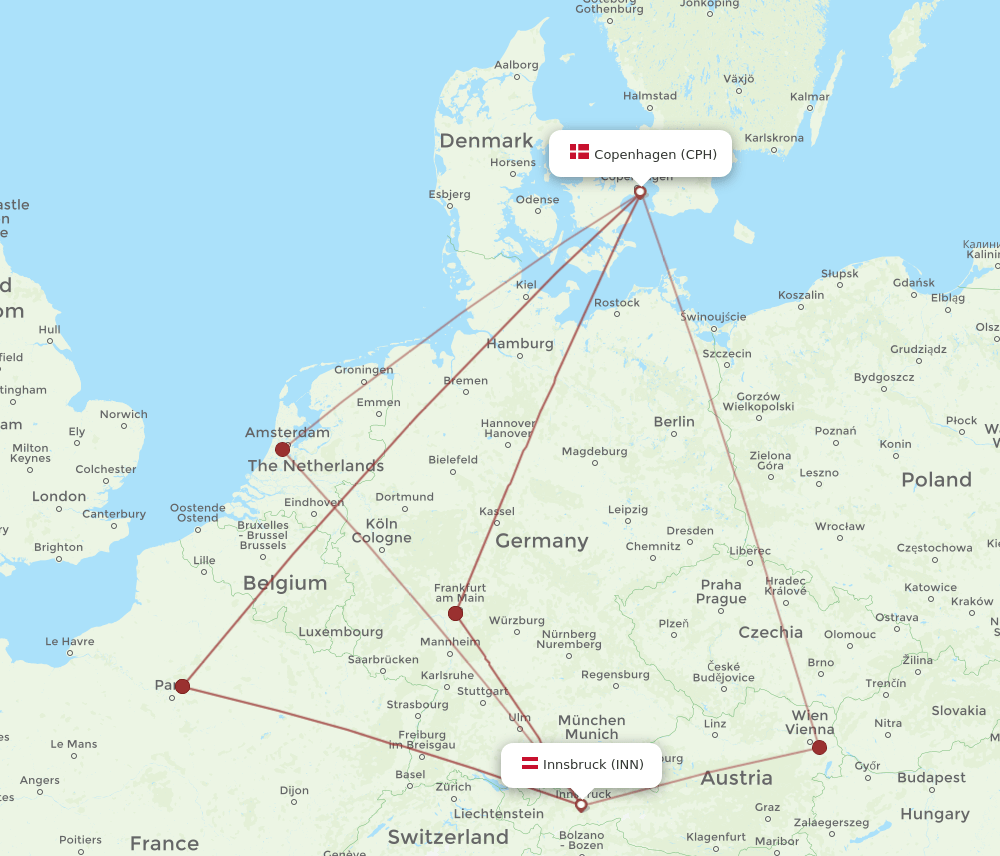 INN-CPH flight routes