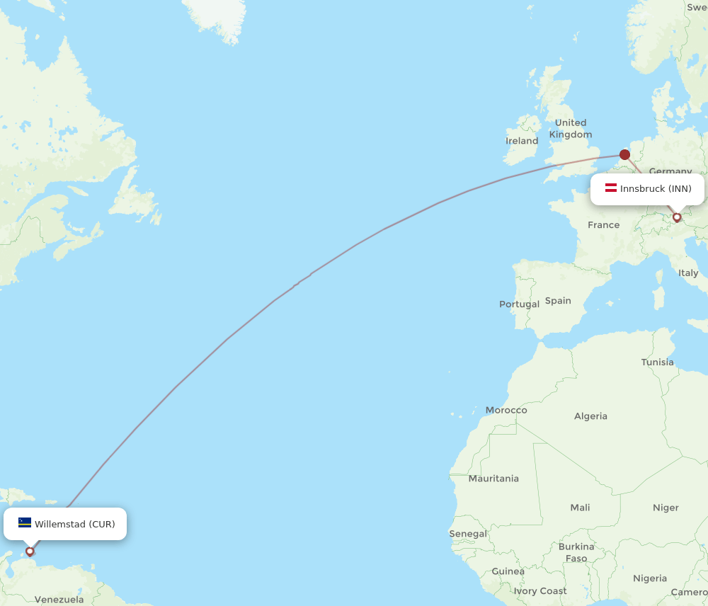 INN-CUR flight routes