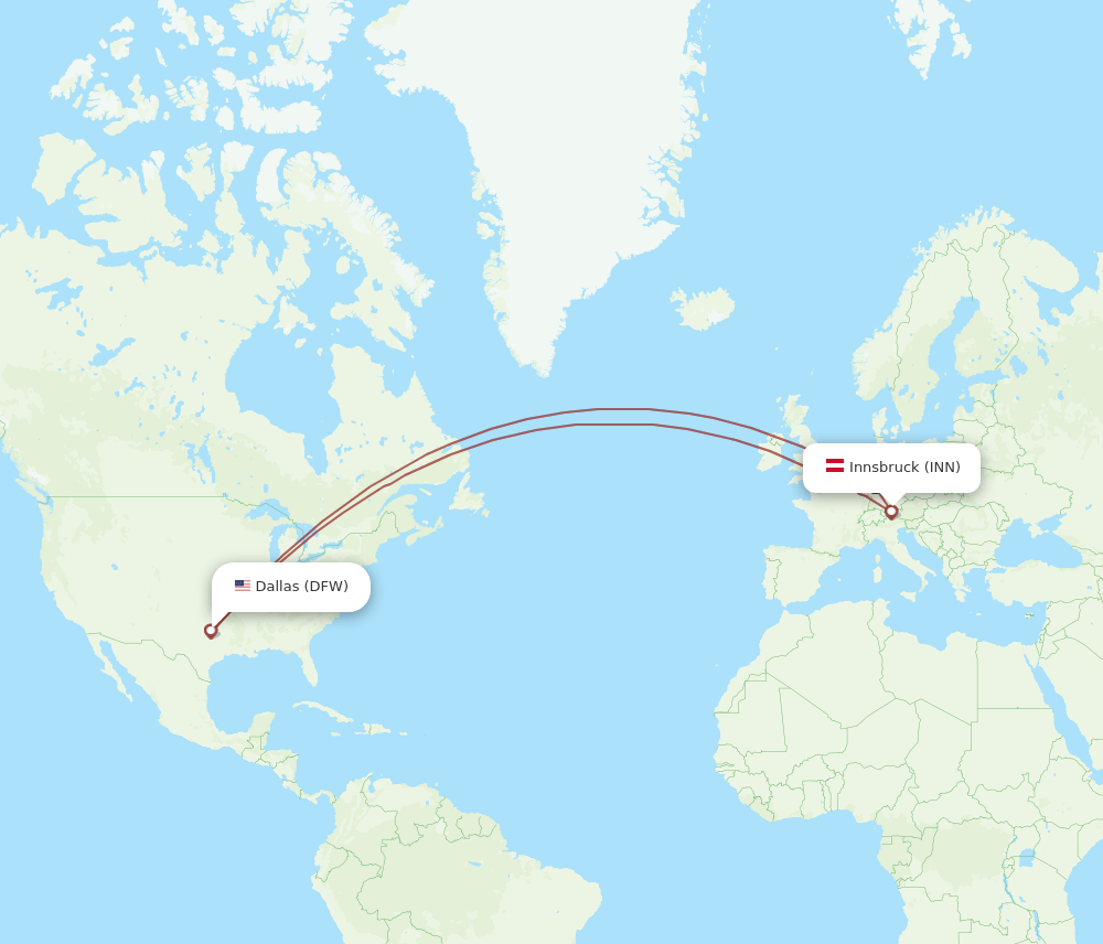 INN-DFW flight routes