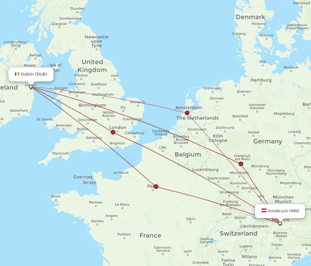 INN-DUB flight routes