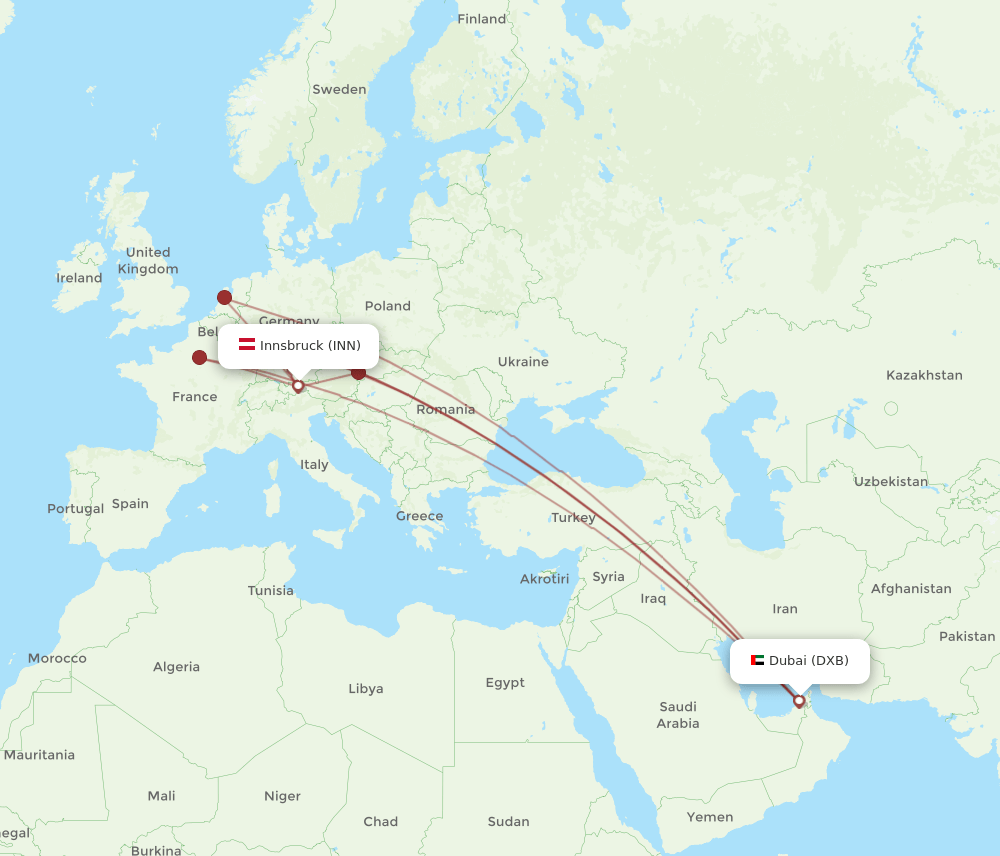 INN-DXB flight routes