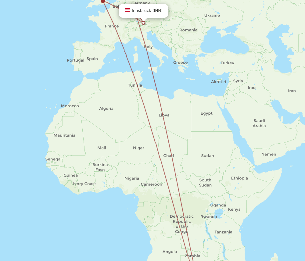 INN-JNB flight routes