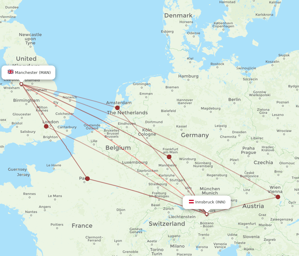 INN to MAN flights and routes map