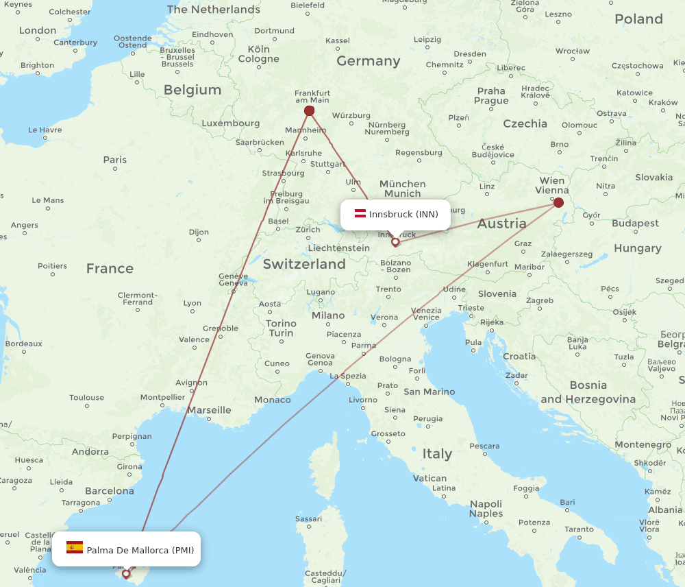 INN to PMI flights and routes map