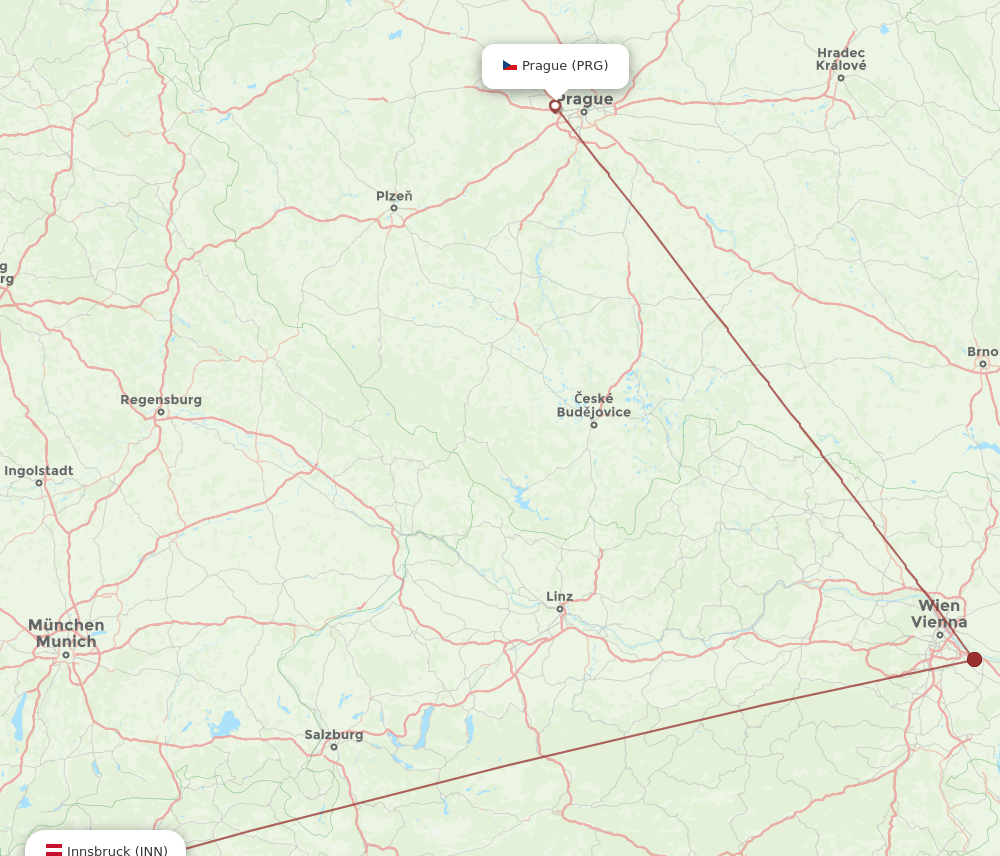 INN to PRG flights and routes map