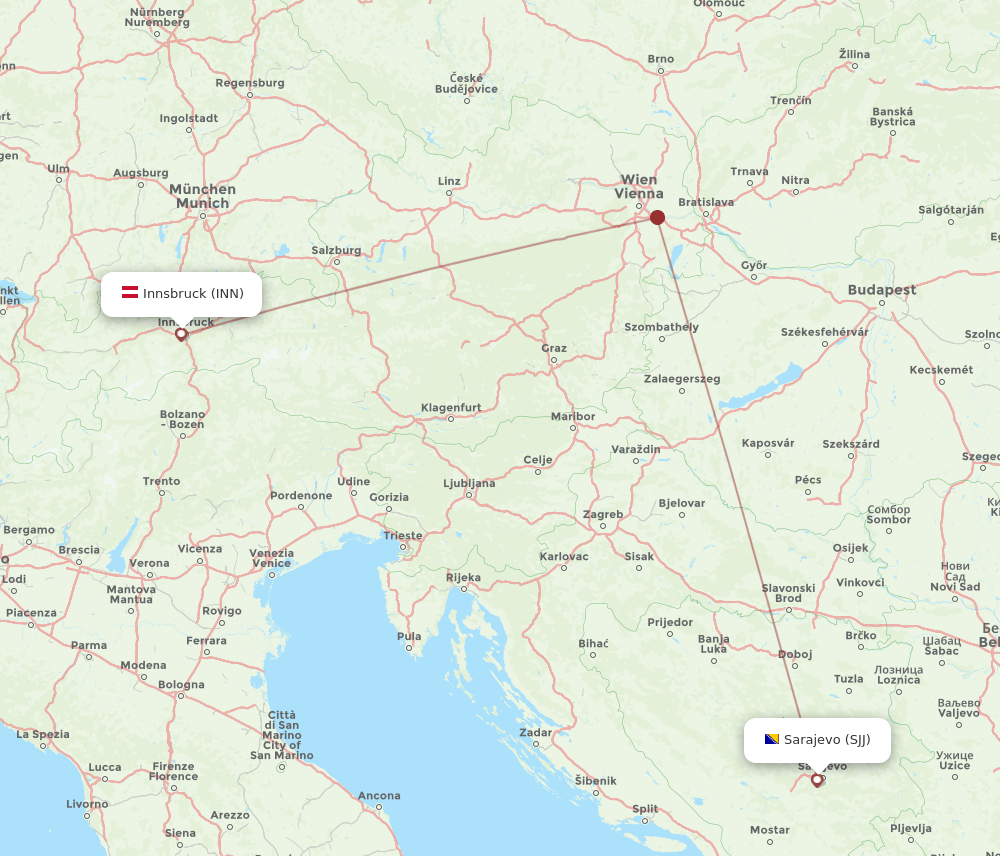 INN-SJJ flight routes