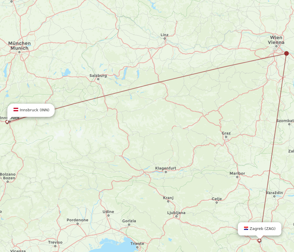 INN-ZAG flight routes
