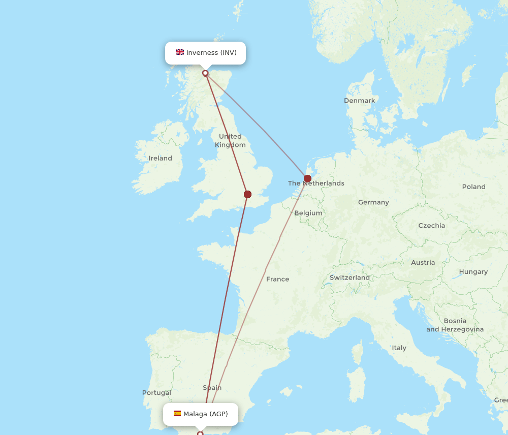 INV to AGP flights and routes map