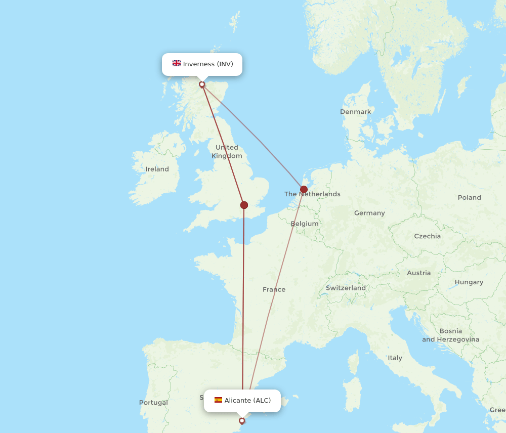 INV to ALC flights and routes map