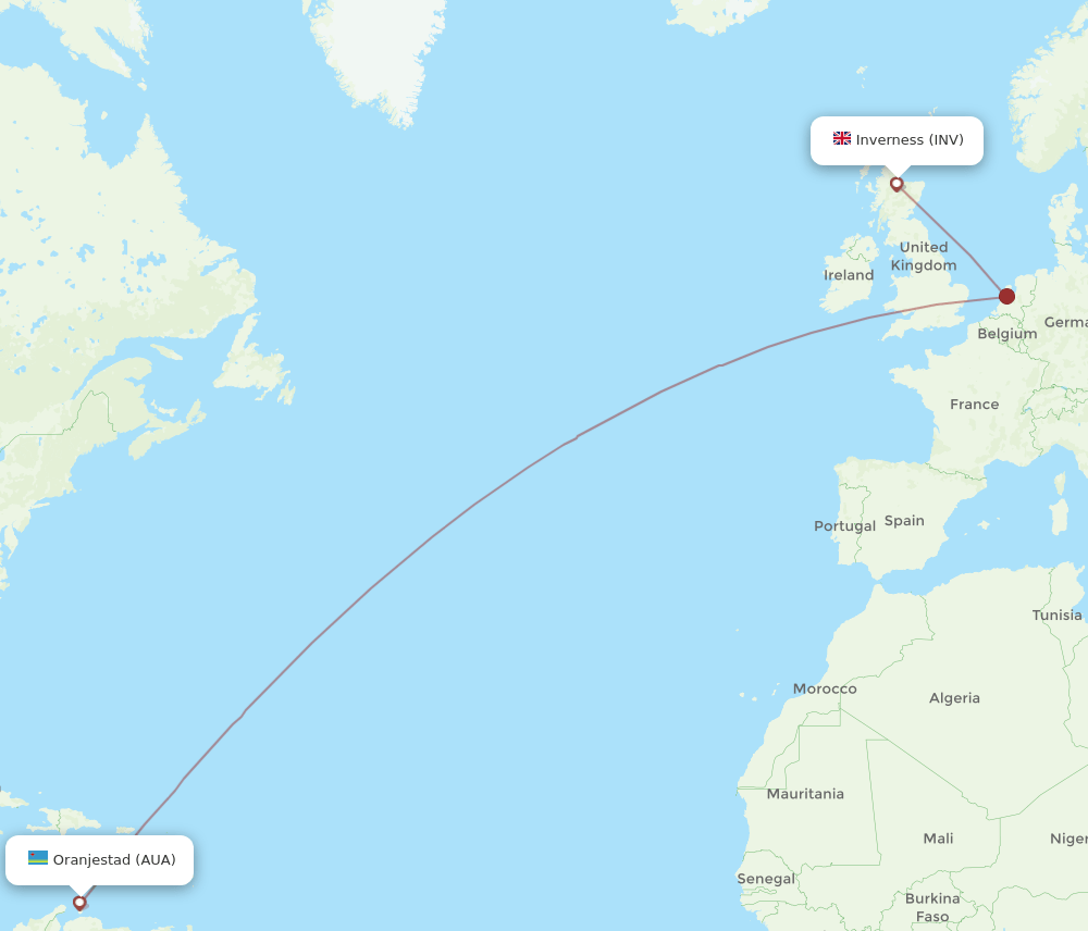 INV-AUA flight routes