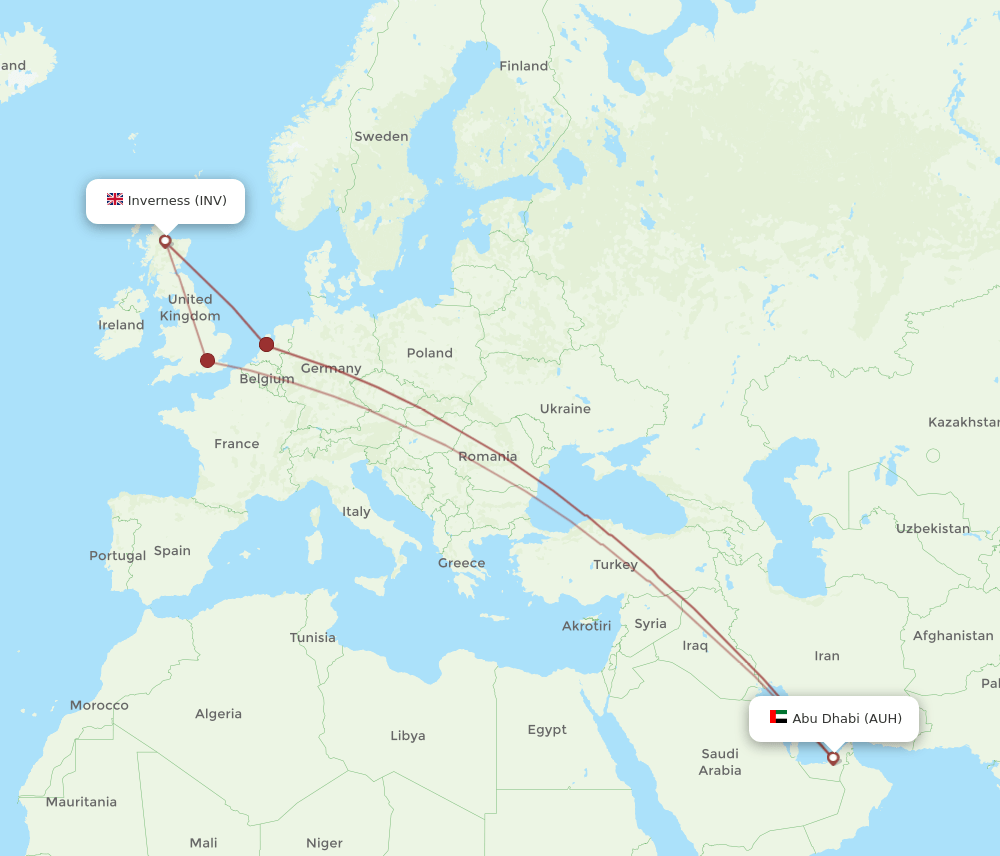 INV to AUH flights and routes map