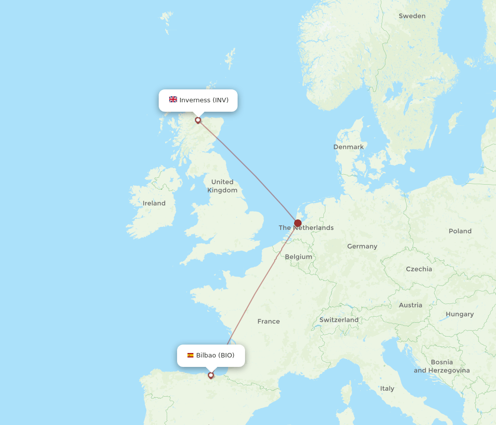 INV to BIO flights and routes map
