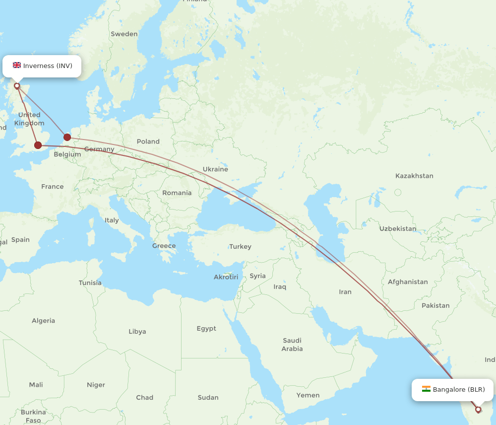 INV-BLR flight routes