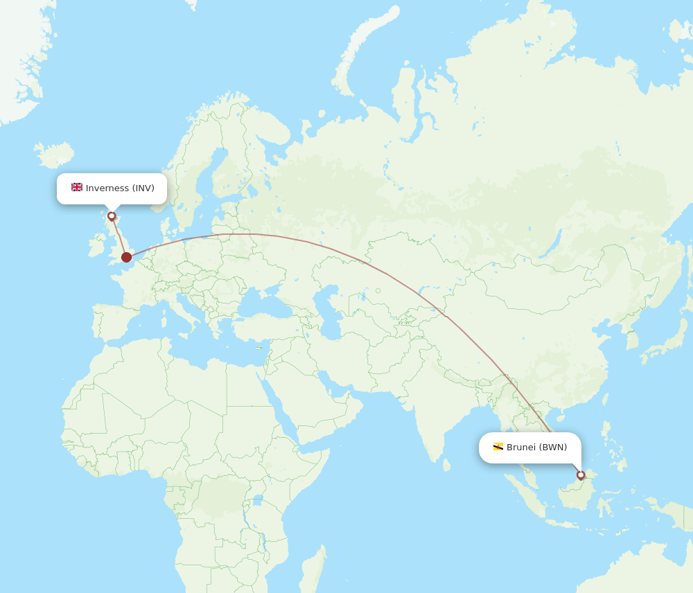 INV-BWN flight routes
