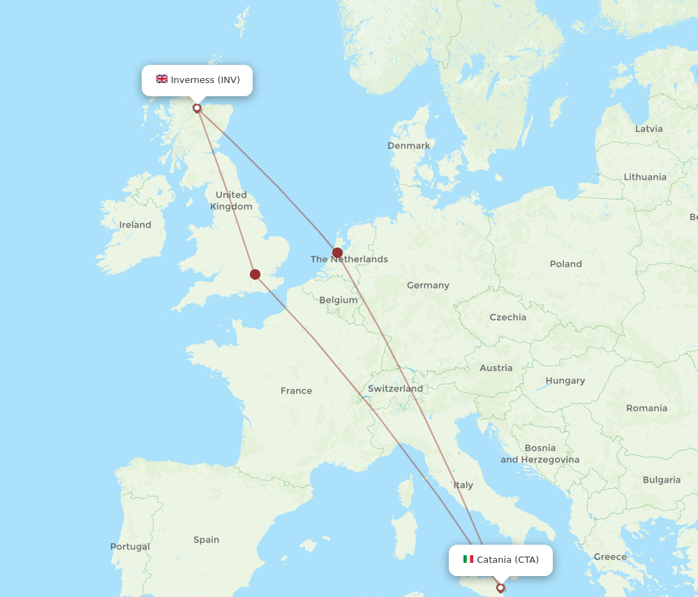 INV-CTA flight routes