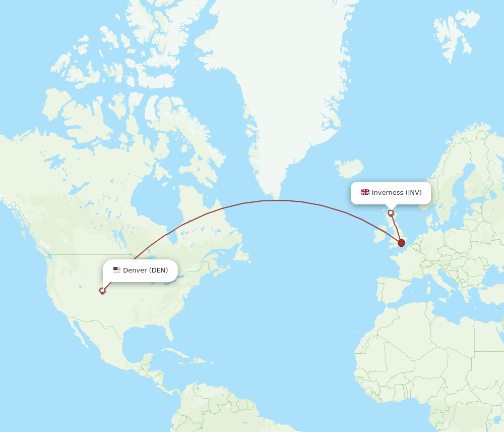 INV-DEN flight routes
